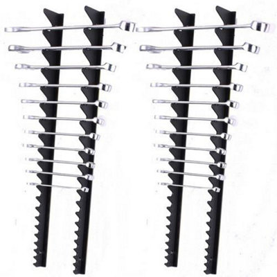 Sealey WR01 2 Piece Sharks Teeth Draw or Wall Mountable Spanner Rack - Twin Pack