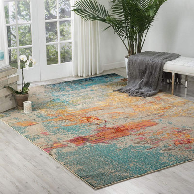 Sealife Abstract Graphic Modern Rug for Living Room, Bedroom and Dining Room-122cm X 122cm