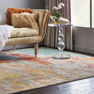 Sealife Abstract Graphic Modern Rug for Living Room, Bedroom and Dining ...