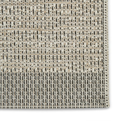 Seam Flat Weave Easy Clean Plain Rug - Beige/Black - 160x220