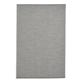 Seam Flat Weave Easy Clean Plain Rug - Ivory/Black - 120x170