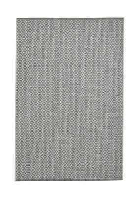 Seam Flat Weave Easy Clean Plain Rug - Ivory/Black - 120x170