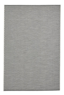 Seam Flat Weave Easy Clean Plain Rug - Ivory/Black - 160x220