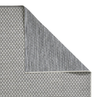 Seam Flat Weave Easy Clean Plain Rug - Ivory/Black - 160x220