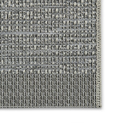 Seam Flat Weave Easy Clean Rug - Silver/Black - 160x220