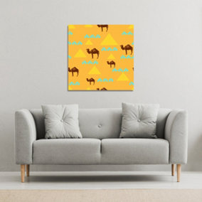Seamless pattern with camels (Canvas Print) / 127 x 127 x 4cm