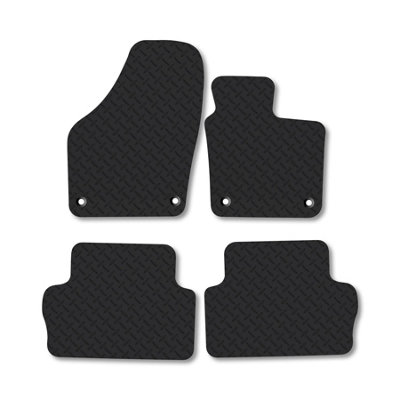 Black Rubber Floor Mats For Seat Alhambra 2010-On - 7-Seat Full Width Tailored