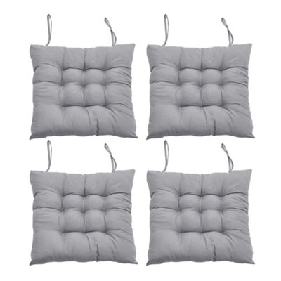 Seat Pad Set of 4 Soft Thicken Tatami Seat Cushion Living Room Garden Office Patio Grey 40cm W x 40cm D x 5cm H