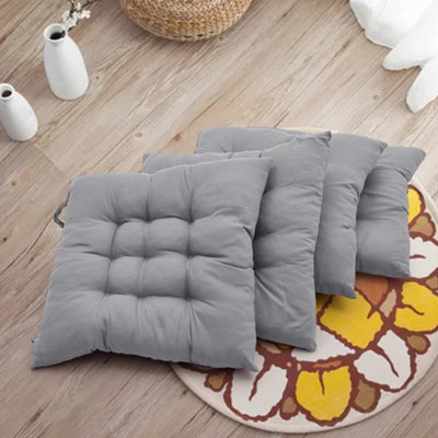 Seat Pad Set of 4 Soft Thicken Tatami Seat Cushion Living Room Garden Office Patio Grey 40cm W x 40cm D x 5cm H