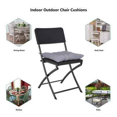 Seat Pad Set of 4 Soft Thicken Tatami Seat Cushion Living Room Garden Office Patio Grey 40cm W x 40cm D x 5cm H