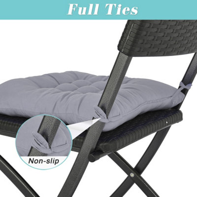 Seat Pad Set of 4 Soft Thicken Tatami Seat Cushion Living Room Garden Office Patio Grey 40cm W x 40cm D x 5cm H