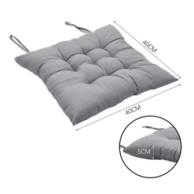 Seat Pad Set of 4 Soft Thicken Tatami Seat Cushion Living Room Garden Office Patio Grey 40cm W x 40cm D x 5cm H