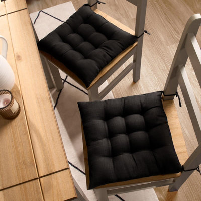 Seat Pads Chair Cushions 2 Tie Dining Chair Floor Booster Riser, Black