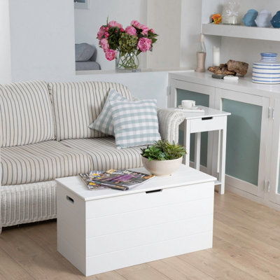 Seaton White Wooden Storage Chest, Blanket Box, Trunk, Ottoman, Toy Box