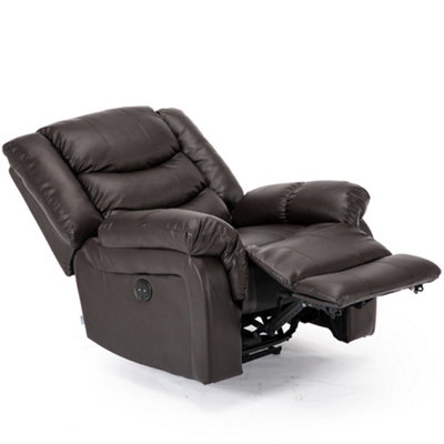 Seattle Electric Automatic Recliner Armchair Sofa Home Lounge Bonded Leather Chair (Brown)