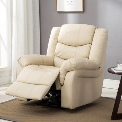 Cream leather deals recliner chair