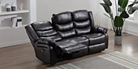 SEATTLE ELECTRIC HIGH BACK BONDED LEATHER RECLINER 3 SEATER SOFA (Brown)