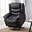 SEATTLE ELECTRIC SINGLE MOTOR RISE RECLINER ARMCHAIR SOFA HOME LOUNGE BONDED LEATHER CHAIR (Black)