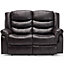 SEATTLE MANUAL HIGH BACK BONDED LEATHER RECLINER 2 SEATER SOFA (Brown)