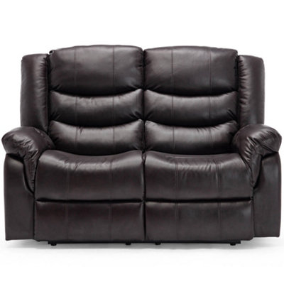 Seattle Manual High Back Bonded Leather Recliner 2 Seater Sofa (Brown)