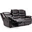 SEATTLE MANUAL HIGH BACK BONDED LEATHER RECLINER 3 SEATER SOFA (Brown)