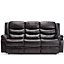 SEATTLE MANUAL HIGH BACK BONDED LEATHER RECLINER 3 SEATER SOFA (Brown)