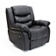 SEATTLE MANUAL RECLINER ARMCHAIR SOFA HOME LOUNGE BONDED LEATHER CHAIR (Black)
