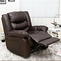 SEATTLE MANUAL RECLINER ARMCHAIR SOFA HOME LOUNGE BONDED LEATHER CHAIR (Brown)