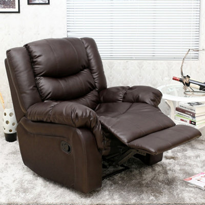 Seattle Manual Recliner Armchair Sofa Home Lounge Bonded Leather Chair (Brown)