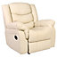 SEATTLE MANUAL RECLINER ARMCHAIR SOFA HOME LOUNGE BONDED LEATHER CHAIR (Cream)