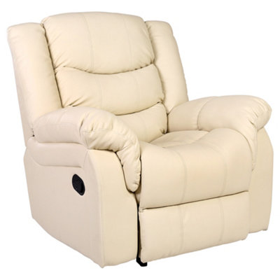 Seattle Manual Recliner Armchair Sofa Home Lounge Bonded Leather Chair (Cream)