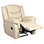 SEATTLE MANUAL RECLINER ARMCHAIR SOFA HOME LOUNGE BONDED LEATHER CHAIR (Cream)