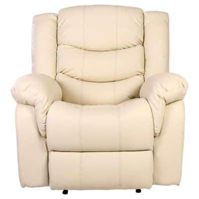 Seattle Manual Recliner Armchair Sofa Home Lounge Bonded Leather Chair (Cream)
