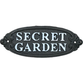 Secret Garden Cast Iron Sign Plaque Door Wall House Gate Fence Post Rustic