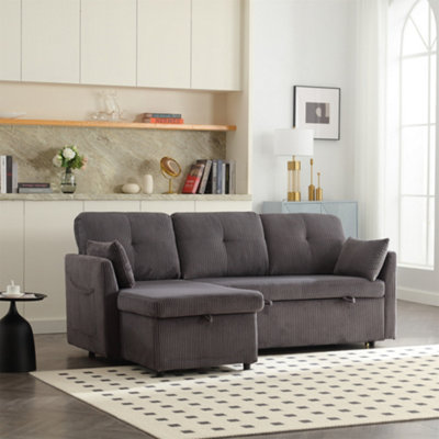 Sectional Sleeper Sofa with Pull Out Bed, L Shape Convertible Couch ...