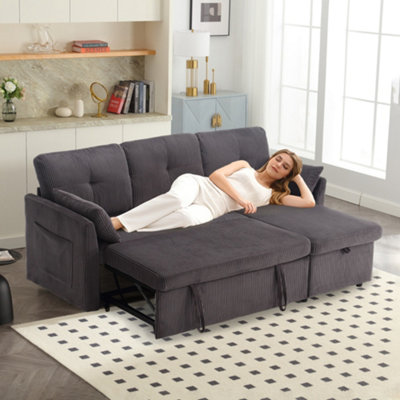 Sectional Sleeper Sofa with Pull Out Bed, L Shape Convertible Couch ...