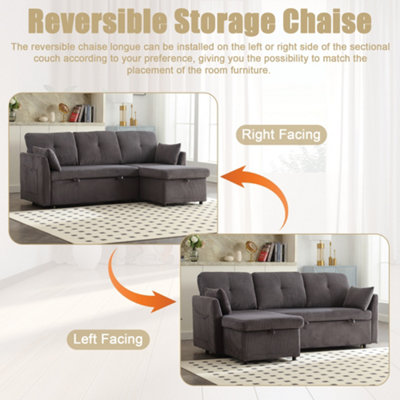 Sectional Sleeper Sofa with Pull Out Bed, L Shape Convertible Couch ...