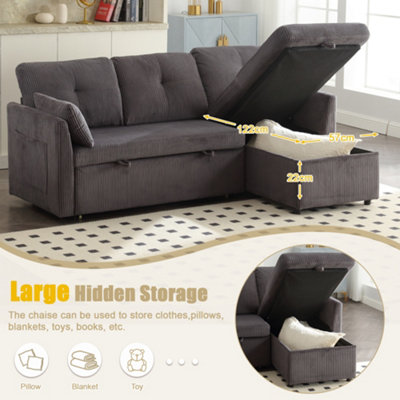 Sectional Sleeper Sofa with Pull Out Bed, L Shape Convertible Couch ...
