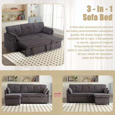 Sectional Sleeper Sofa with Pull Out Bed, L Shape Convertible Couch ...