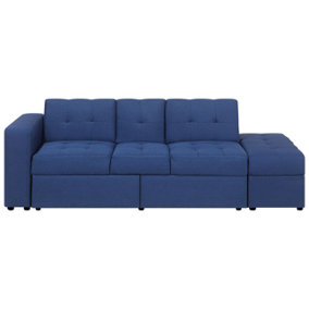 Sectional Sofa Bed with Ottoman Navy Blue FALSTER