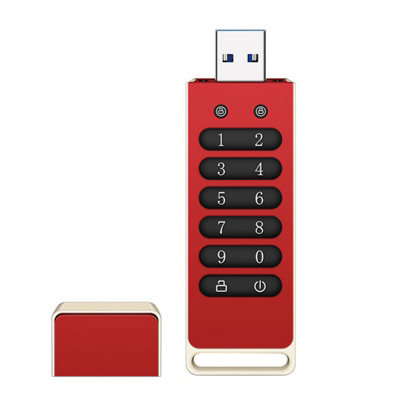 Secure 64GB Encrypted USB Drive with AES-256,USB 3.0,Automatic Lock,and Keypad Protection in Aluminum Shell