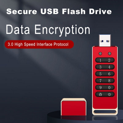 Secure 64GB Encrypted USB Drive with AES-256,USB 3.0,Automatic Lock,and Keypad Protection in Aluminum Shell