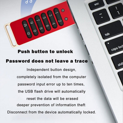 Secure 64GB Encrypted USB Drive with AES-256,USB 3.0,Automatic Lock,and Keypad Protection in Aluminum Shell