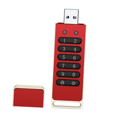 Secure 64GB Encrypted USB Drive with AES-256,USB 3.0,Automatic Lock,and Keypad Protection in Aluminum Shell