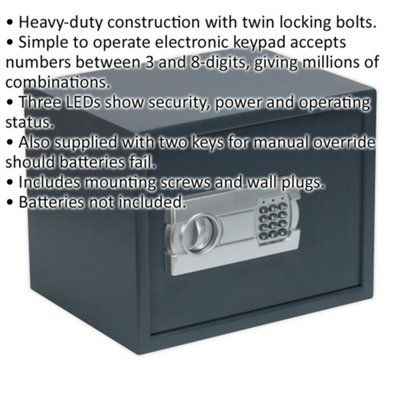 Secure Electronic Combination Safe - 380 x 300 x 300mm - Wall Mounted ...