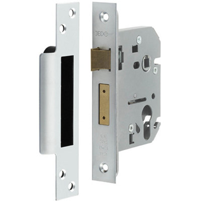 Secure Euro Profile Sashlocks in Satin Chrome 76mm for Doors - Lock and Key
