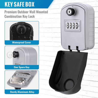 Secure Key Box Large Outdoor Key Safe With 4 Codes & Waterproof ...