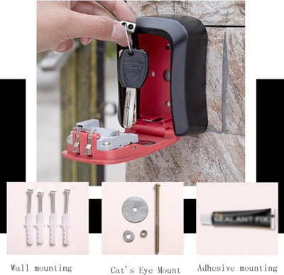 Secure Key Box, Outdoor Secure Key Box, Wall-Mounted Key Box With 4 ...