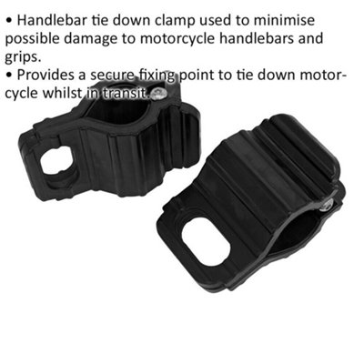 Secure PAIR Motorcycle Handlebar Tie Down Clamps with Ratchet Straps