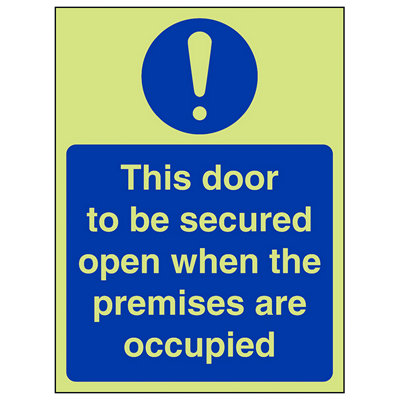 Secured When Occupied Door Sign - Glow in the Dark - 150x200mm (x3)